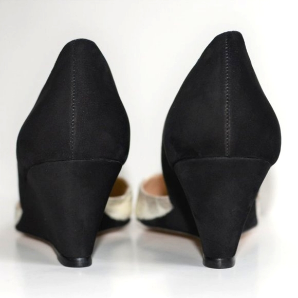 NWOT Loeffler Randall | 'Rae D'Orsay' Snakeskin & Suede Wedge Heels 7 + Dust Bag - Picture 9 of 16